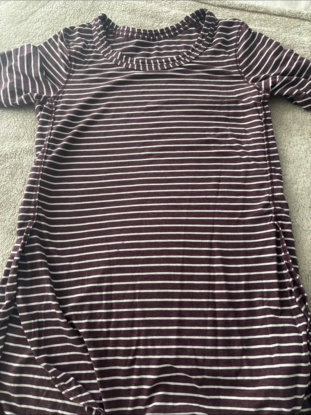lululemon athletica Maroon and White Striped Short Sleeve Tee